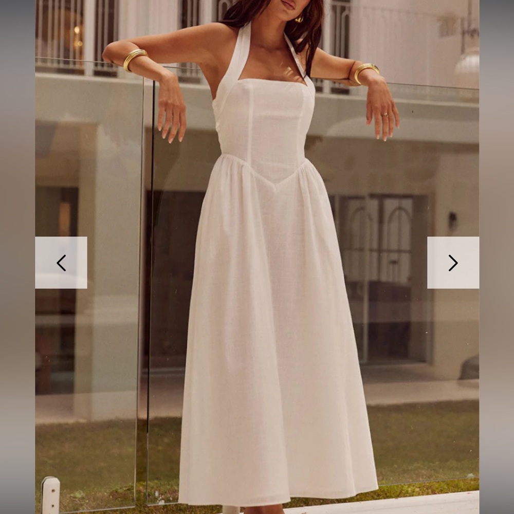 Runaway The Label - Locklea Midi Dress White (WORN ONCE) - Size Extra-Small